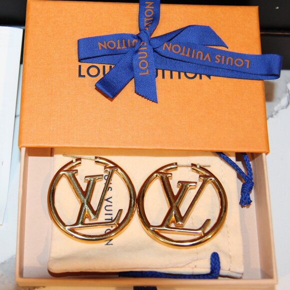 Louis Vuitton Louise Hoop GM Earrings - AUTHENTIC - Picture 2 of 4